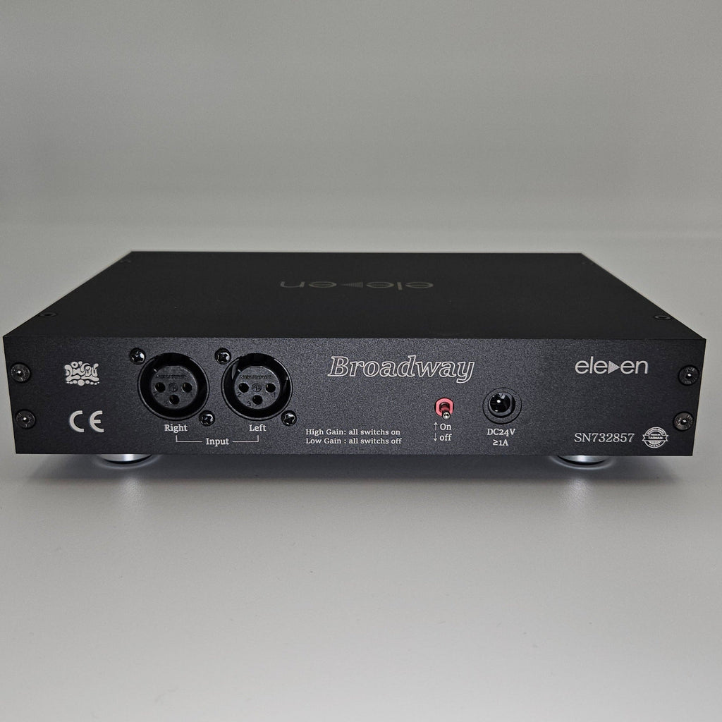 Black audio interface on a gray background